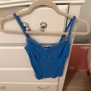 Vintage Y2K Hollister Lace Trimmed Blue Tank